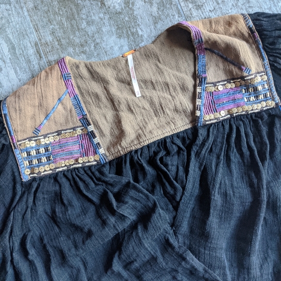 NWOT FREE PEOPLE Sequins Boho Wrap Oversized Blouse - Picture 2 of 6